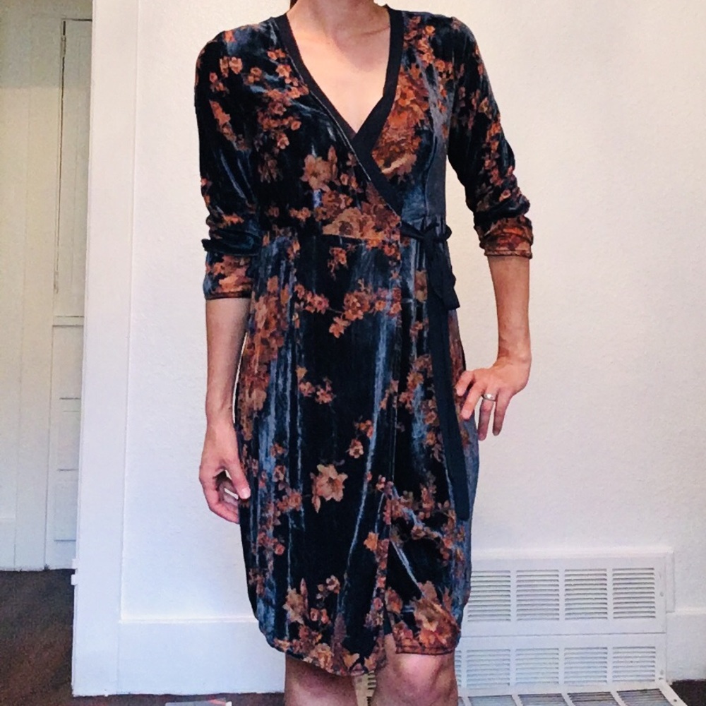 Anthropologie Velvet Wrap Dress